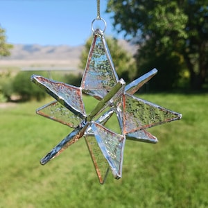 Star moravian star of bethlehem clear iridescent handmade Christmas ornament gift suncatcher stained glass