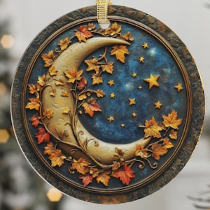 Starry Night Crescent Moon Ornament: Acrylic Fall Decor