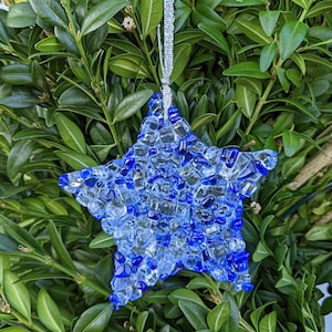 100% Post Consumer Recycled Glass Sards. STAR Suncatcher and Ornament.