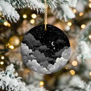 Starry Night Moon Ornament, Moon and Stars Decoration, Celestial Home Decor, Handmade Gift