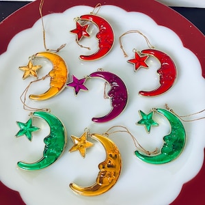1990s Moon and Star Celestial Christmas Ornaments